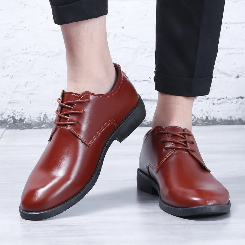 Men's casual British leather shoes four seasons lightweight soft soled business Dress leather shoes fashion versatile men's shoe