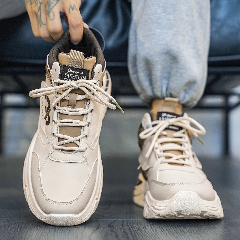 Men's boots spring and autumn new Joker high-top casual boots fashion soft-sole non-slip outdoor youth comfortable sports shoes