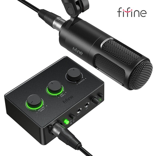 FIFINE Podcast Kit with Dynamic Mic/Sound Card, All-in-one Studio Set with Audio Mixer for PC Instrument Recording Streaming-KS6 KS6 CHINA