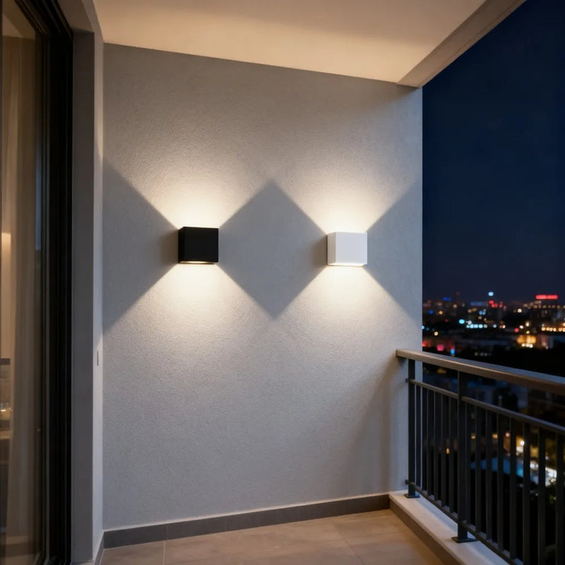 JOYINLED 6W White Square LED 2 Heads Wall Lamp Wall Sconces Waterproof for Outdoors Outside Garden Gallery Lighting Fixtures