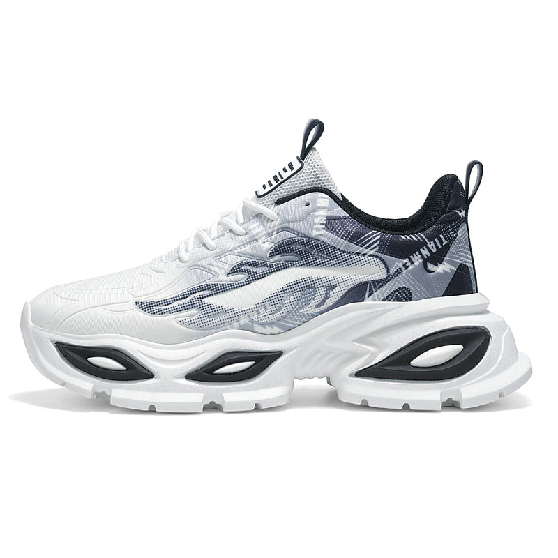 Men Sports Shoes Fashionable Versatile Comfortable Mesh Breathable Lightweight Thick Soled Shoes New Street Fitness Shoes Man