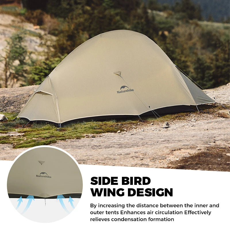 Naturehike 2025 New 123-Person 20D Cloud Up Pro Lightweight Portable Waterproof Backpacking Tent Outdoor Hiking and Camping Tent