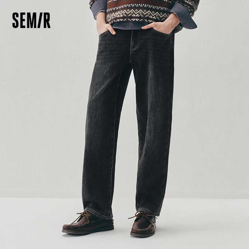 ខោខូវប៊យបុរស Semir ជើងត្រង់មានស្រទាប់ក្រណាត់រោមចៀម រចនាប័ទ្មវីនថេច ឆ្នាំ២០២៦ សម្លៀកបំពាក់ប្រចាំថ្ងៃរដូវរងាថ្មី រចនាប័ទ្មទីក្រុង ធម្មតា សម្លៀកបំពាក់ប្រចាំថ្ងៃ