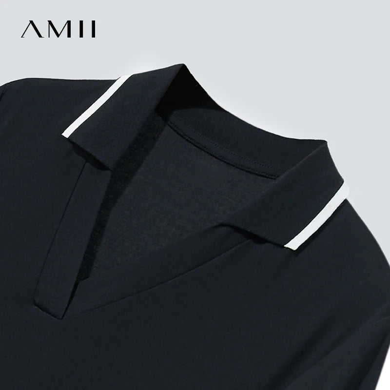 រ៉ូប Amii Minimalism រដូវក្តៅឆ្នាំ ២០២៥ រ៉ូបនារីថ្មី ក V ដៃអាវខ្លី ចង្កេះប៉ាក់ រ៉ូបការិយាល័យស្គមស្គាំង 12542166