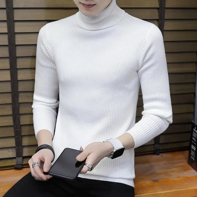 2026 New Men's Burgundy High-Neck Sweater, Winter Black Thermal Pullover Sweaters, Available in Blue, White, Yellow, Green, Gray