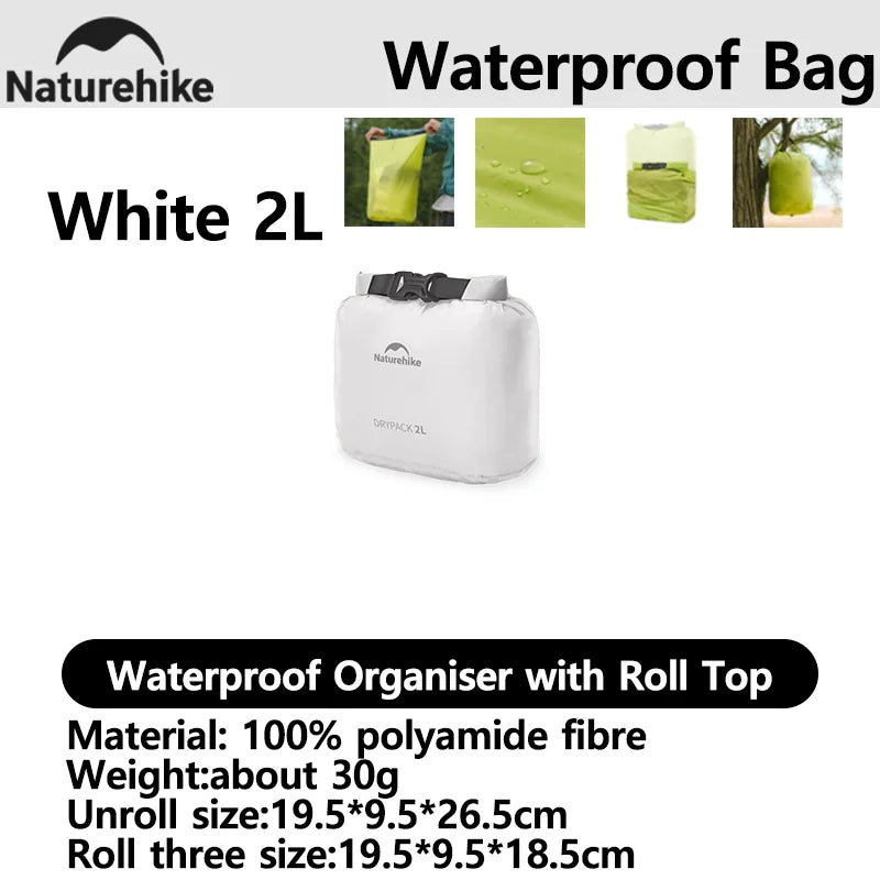 Naturehike 2026 Large New Outdoor Ultralight Roll Top PU2000+ Waterproof Storage Bag Picnic Camping Drinking Water Storage Bag