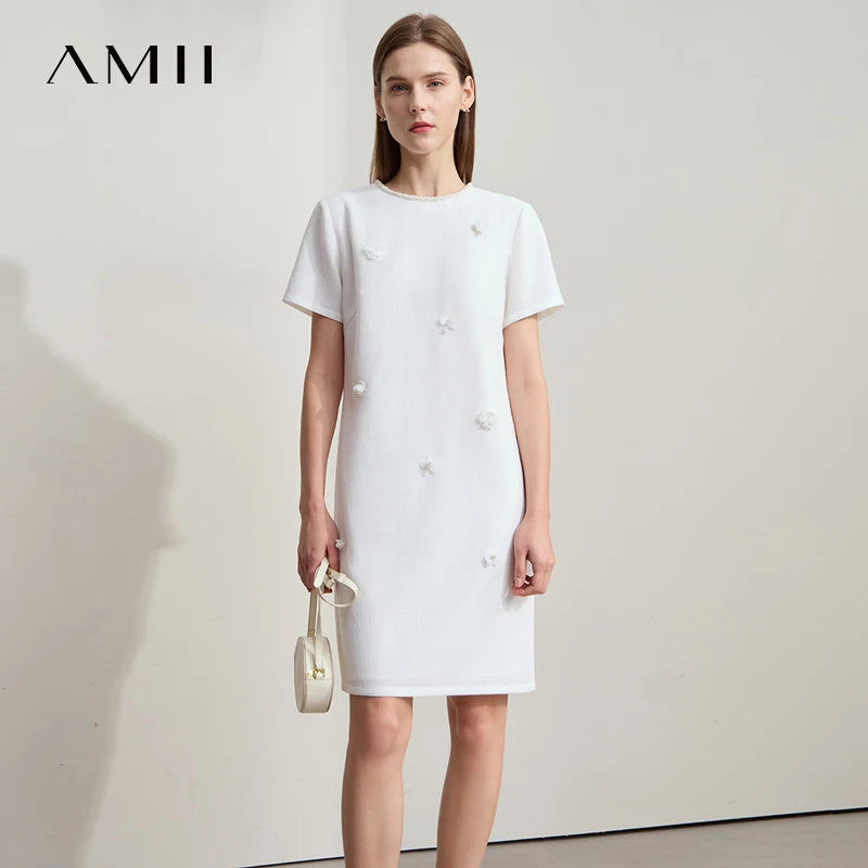 រ៉ូប Amii Minimalism ធម្មតារដូវក្តៅឆ្នាំ ២០២៥ រ៉ូបនារីការិយាល័យថ្មីឆើតឆាយក្លិនក្រអូបផ្កាអង្កាំផាសុកភាពប្រណីតសម្រាប់ស្ត្រី 12542254