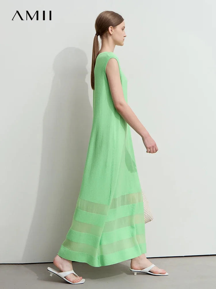 រ៉ូបប៉ាក់នារី AMII Minimalist ឆ្នាំ ២០២៥ រដូវស្លឹកឈើជ្រុះថ្មី ម៉ូដធម្មតា អាវក្រៅ O Neck លាតដៃអាវ Lycra រ៉ូបវែង 12541042