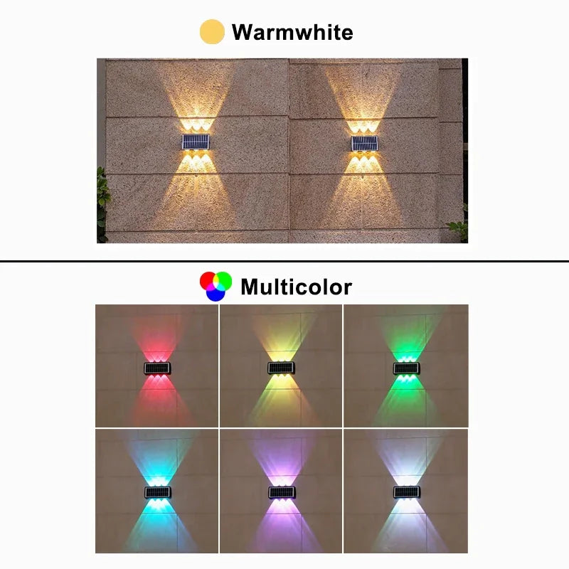 1/2 PCS Solar LED Spotlight Outdoor Waterproof Upper And Lower Lighting Solar Powered Streetlight for Balcony Courtyard Garden