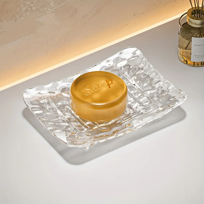 Glacier Pattern Self-Draining Soap Dish-Plastic Resin Bathroom Holder,Enhance bathroom decoration products，Decorative soap dish