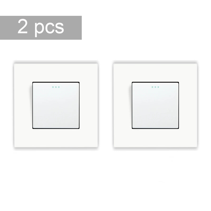 BSEED 2Packs Button Light Switch 1/2/3Gang 2Way Wall Light Switch Plastic Frame Switch On Off For Stairs 10A 250V