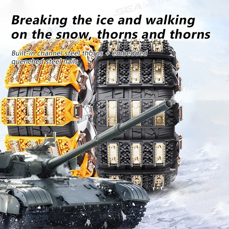 SEAMETAL Car Anti-skid Chain Suitable Tire Size 165mm-265mm Adjustable Car Snow Chains Universal Emergency Chain Tire No Damage