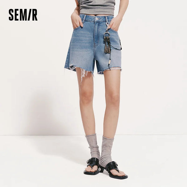 ខោខ្លី Semir សម្រាប់នារី រហែក ខោខូវប៊យបែប Vintage A Line ឆ្នាំ 2026 រចនាបថ Street រដូវក្ដៅ សមឥតខ្ចោះ
