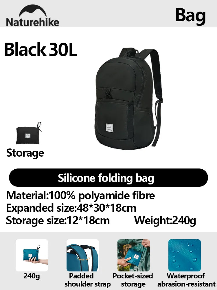 Naturehike 2025 Camping Backpack 30L Large Capacity Portable Foldable Waterproof Shoulder Bag Outdoor Travel Hiking Picnic Bag