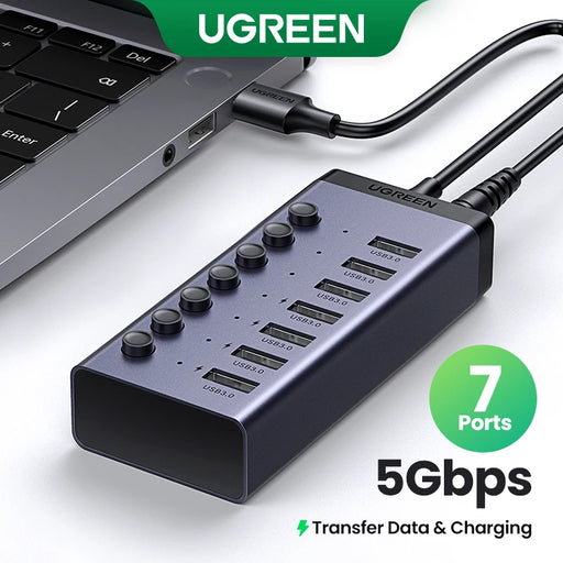 UGREEN USB C Hub 5Gbps 7 Ports USB3.0 Splitter with Individual OFF/ON Switch LED Indicator for PC Laptop MacBook Pro/Air