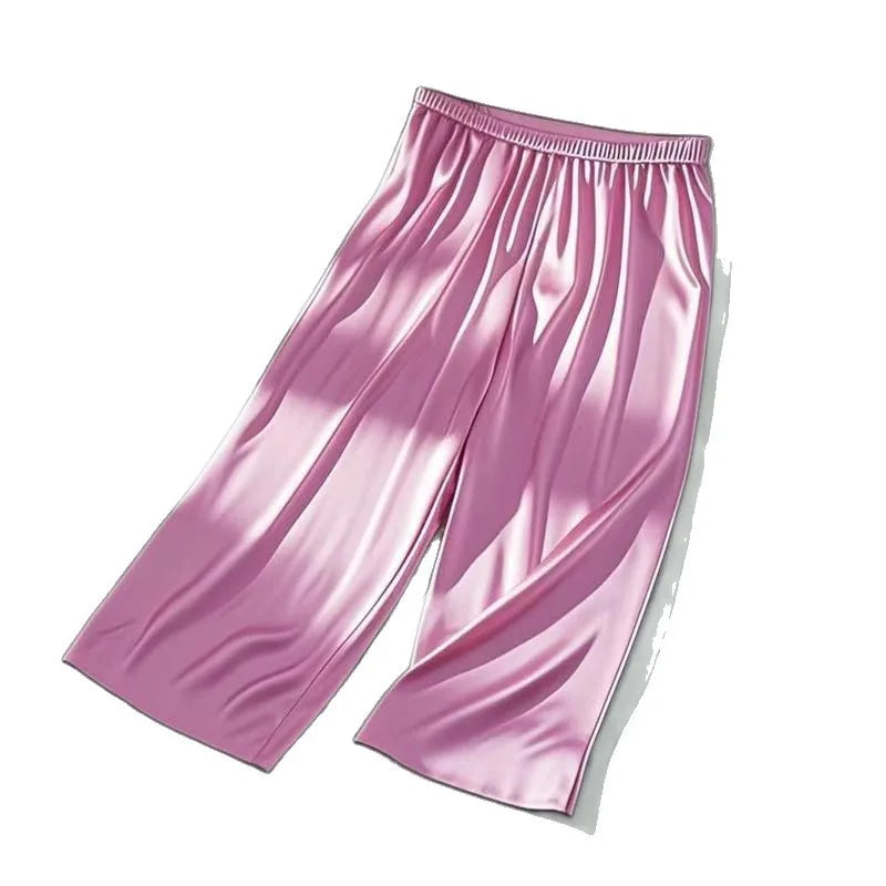 Summer New Pajama Pant Women's Ice Silk Cool Home Wear Capri Pants Plus Size Sleepwear Bottoms Loungewear Nightwear