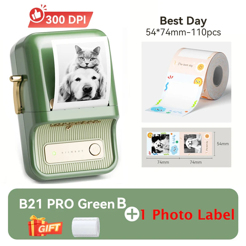 Niimbot B21 Pro 300DPI HD Printing Portable Thermal Printer Self-adhesive Label Printer Sticker Maker For Photos Receipts Note