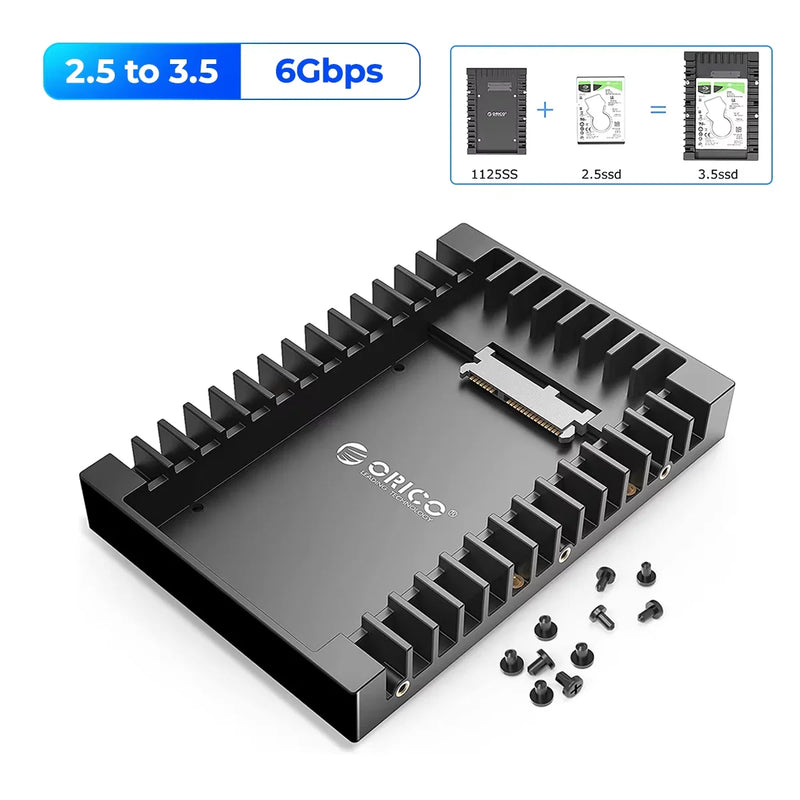 ORICO Hard Drive Caddy 2.5 to 3.5 Support SATA 3.0 To USB 3.0 6Gbps Support 7 / 9.5 /12.5mm 2.5 inch SATA HDDs and SSDs (1125SS)