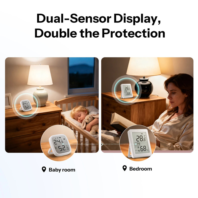 SONOFF AirGuard TH 3.6'' LCD Zigbee Temperature And Humidity Sensor SNZB-02DR2 App Monitoring Advanced Analysis 24-hour Extremes