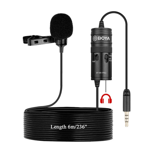 BOYA BY-M1 PRO 6m Portable Omnidirectional Condenser Monitor Lavalier Microphone for Canon Podcast Nikon Sony iPhone 13 Huawei BY-M1 PRO