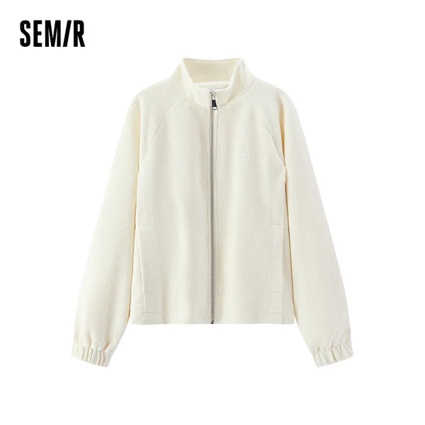 អាវក្រៅស្ត្រី Semir វាយនភាព Chenille ដៃអាវ Raglan រលុង កអាវឈរ រូបរាងស្លីម រដូវស្លឹកឈើជ្រុះឆ្នាំ ២០២៦ ស្ទីលធម្មតា ទន់ អាវក្រៅ