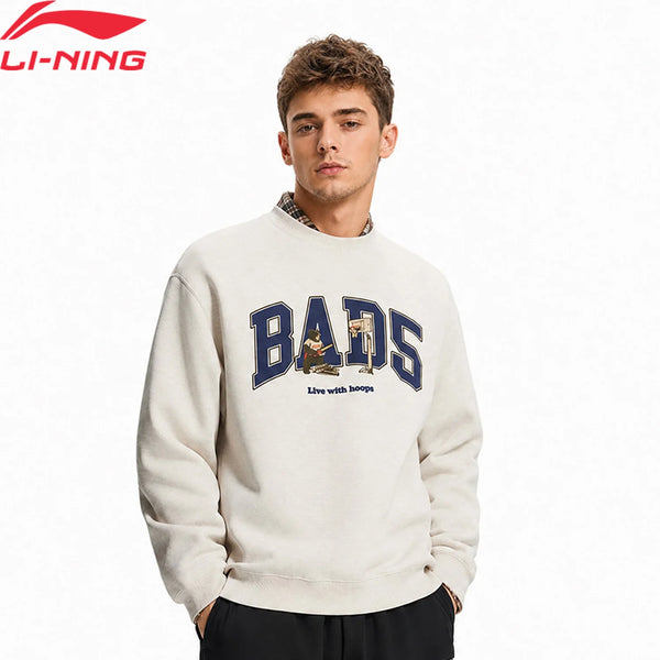 អាវយឺត Li-Ning សម្រាប់បុរស BADFIVE 64% កប្បាស 36% ប៉ូលីអេស្ទ័រ កមូល ទន់ ស្រួល អាវក្រៅធម្មតា AWDW409