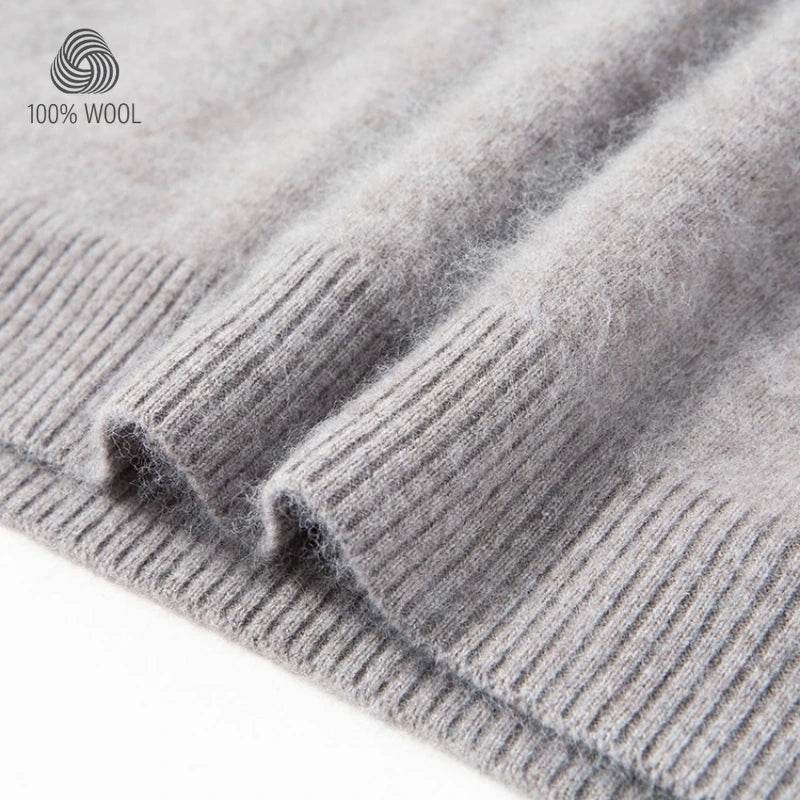 4% Cashmere 96% Wool V-Neck Sweater |  300g Brushed Wool Sweater, Old Money Style Comfortable and Warm Pullover