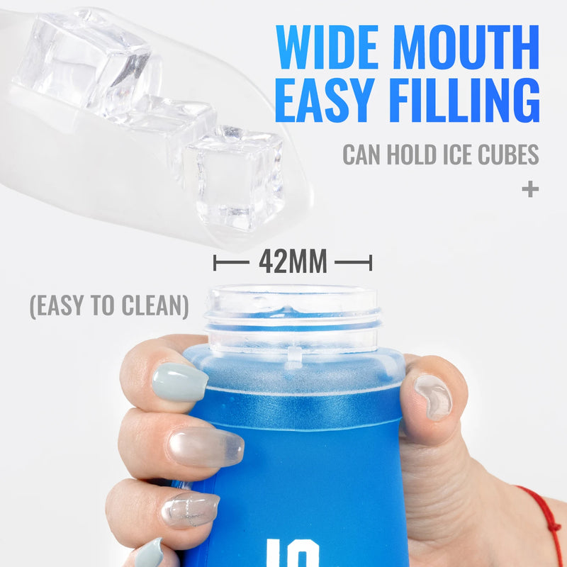 WRELS TPU Soft Water Bottle BPA Free Hydration Flask Running Cycling Hiking Outdoor Squeeze Collapsible Handheld Sports Kettle