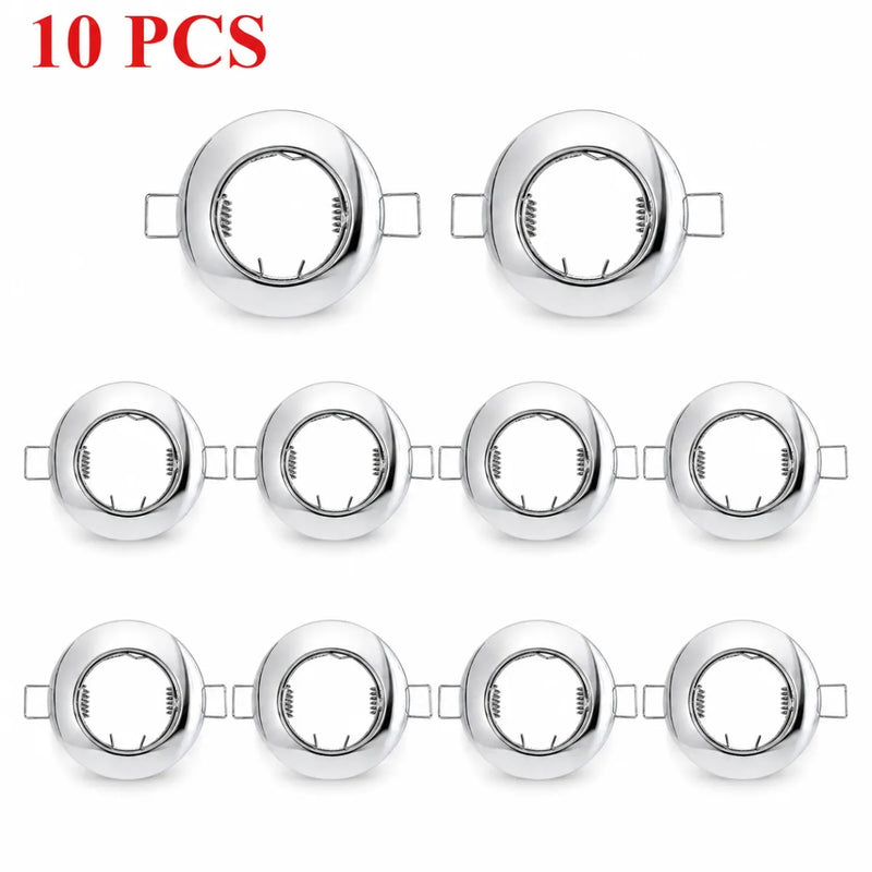 JOYINLED 2/10PCS Zinc Alloy Recessed Spotlight Trim Round Downlight Frame GU10 MR16 LED Ceiling Light Housing 60mm Cutout
