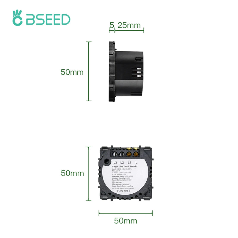 BSEED Wall Light Touch Switch 1/2/3Gang 1/2Way LED Dimmer Function Parts Glass Panels Frame EU 16A Power Sockets DIY Parts Only
