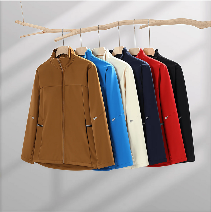 2026 New Autumn loose soft-shell business stand-up collar single-layer one-piece windbreaker for men and women waterproof