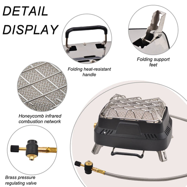 Infrared Heating Stove Portable Dual-purpose Outdoor Multifunctional  Stove Camping Mini Stove Head Winter Camping for Heating