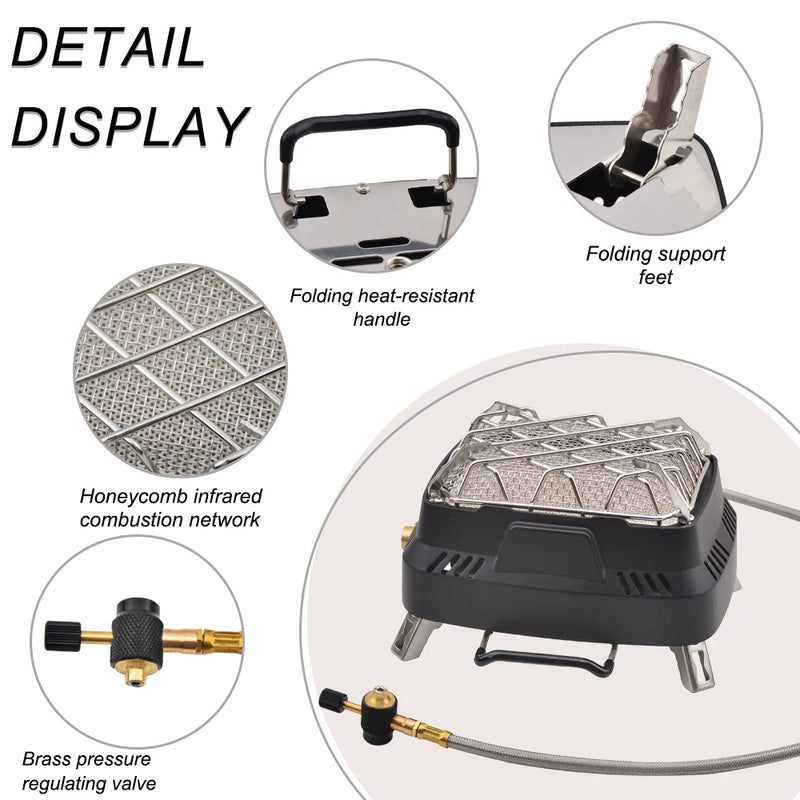 Infrared Heating Stove Portable Dual-purpose Outdoor Multifunctional  Stove Camping Mini Stove Head Winter Camping for Heating
