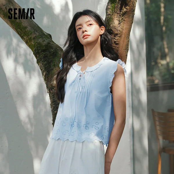 អាវស្ត្រី Semir កប្បាសប៉ាក់បូខ្លី ចរ ផ្អែម ទាន់សម័យ រដូវក្តៅ ឆ្នាំ២០២៦ ម៉ូដធម្មតា អាវដែលអាចប្រើប្រាស់បានច្រើនយ៉ាង