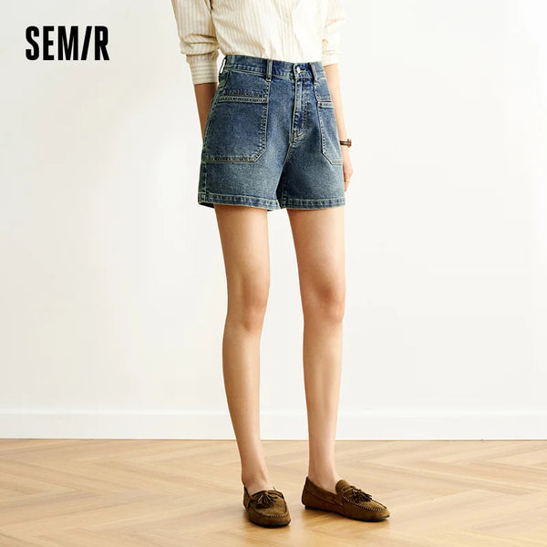 ខោខូវប៊យខ្លីសម្រាប់នារី Semir ឆ្នាំ 2026 រចនាបថបុរាណ ពាក់កណ្ដាលយឺត ត្រង់ ទន់ ធម្មតា