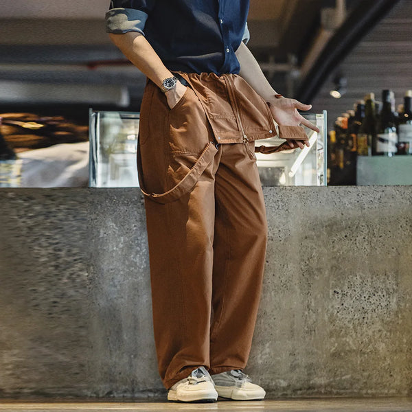 Maden Retro Overalls ឈុត ឈុត ធម្មតា សម្រាប់ បុរស ពណ៌ ធម្មជាតិ រដូវផ្ការីក និង រដូវស្លឹកឈើជ្រុះ ជាមួយ ខោ រចនា ហោប៉ៅ