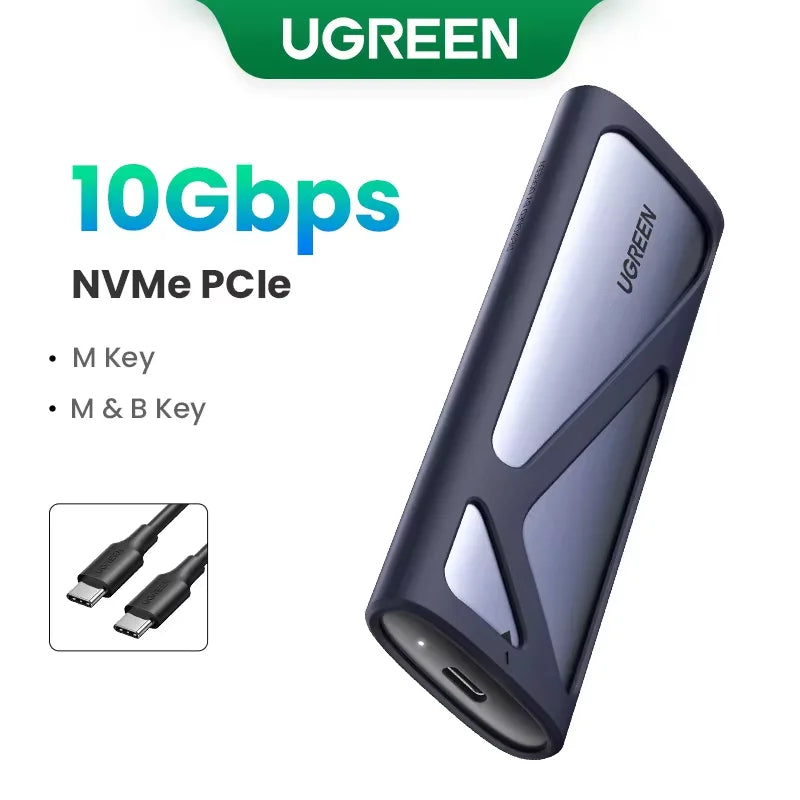 UGREEN M2 SSD Case NVME SATA Dual Protocol M.2 to USB Type C 3.1 SSD Adapter for NVME PCIE NGFF SATA SSD Disk Box M.2 SSD Case