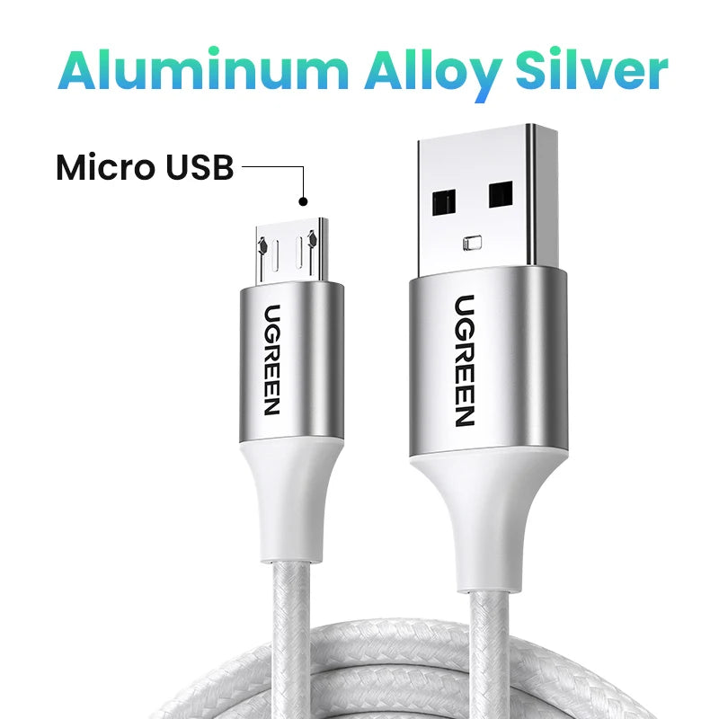 Ugreen Micro USB Cable 2A Nylon Fast Charging USB Type C Cable for Samsung Xiaomi HTC USB Charger Data Phone Cable Quick Charge
