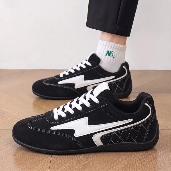 Men Women's Casual Preppy Leather Shoes Soft Sole Four Seasons Flat Breathable Comfort Outdoor Fashion Couples Walking Sneakers