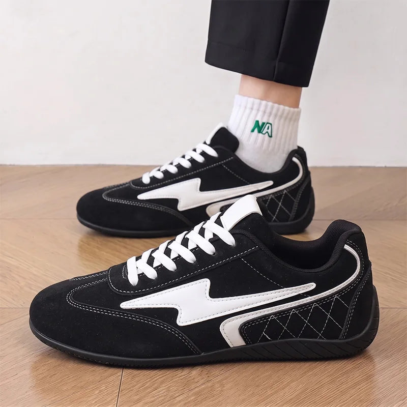 Men Women's Casual Preppy Leather Shoes Soft Sole Four Seasons Flat Breathable Comfort Outdoor Fashion Couples Walking Sneakers
