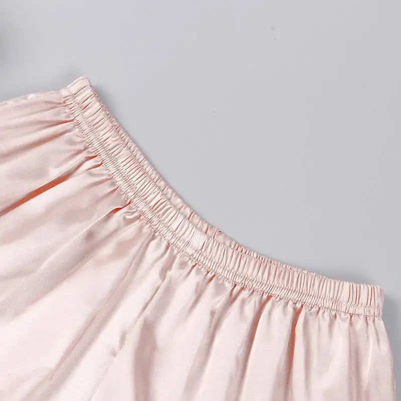 Lotus Leaf Edge Anti-light Leggings Safety Pajama Pants Women's Three-point Pants One Piece Hair-proof Silk Sleepwear Bottoms