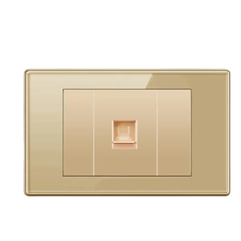 Depoguye US Mexico Wall Light Switch Socket 5V 2.1A USB Type-c Charger Plug,Golden Glass Panel American Standard Power Outlet