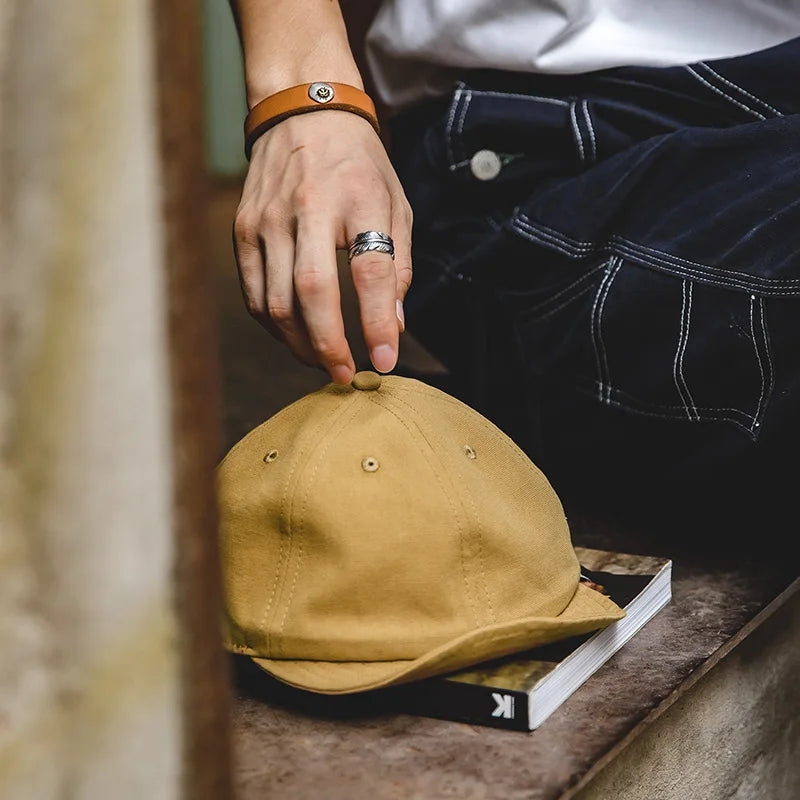 មួក Maden Retro សម្រាប់បុរស រចនាម៉ូដ Beret Streetwear មួកខ្លី មួក Newsboy ធម្មតា ខោខូវប៊យ ពណ៌ខៀវ កាគី សម្លៀកបំពាក់ Amekaji