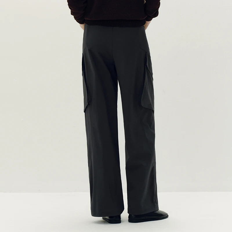 Semir Women Pants Solid Drawstring Wide Leg Split Detail Long Leg Look 2026 Autumn Cargo Style Outdoor Casual Trousers