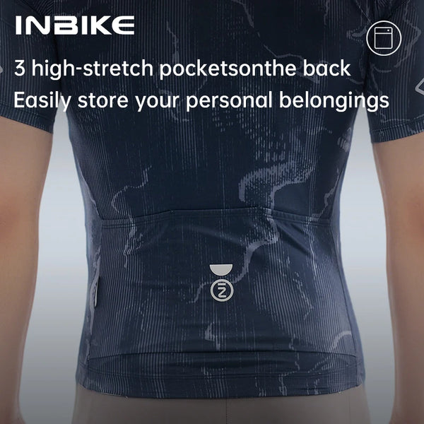 INBIKE Pro Road Cycling Jersey Bib Shorts Set Men's Short Sleeve Race Suit High-Elastic Quick-Dry Fabric Biking Clothing for Men