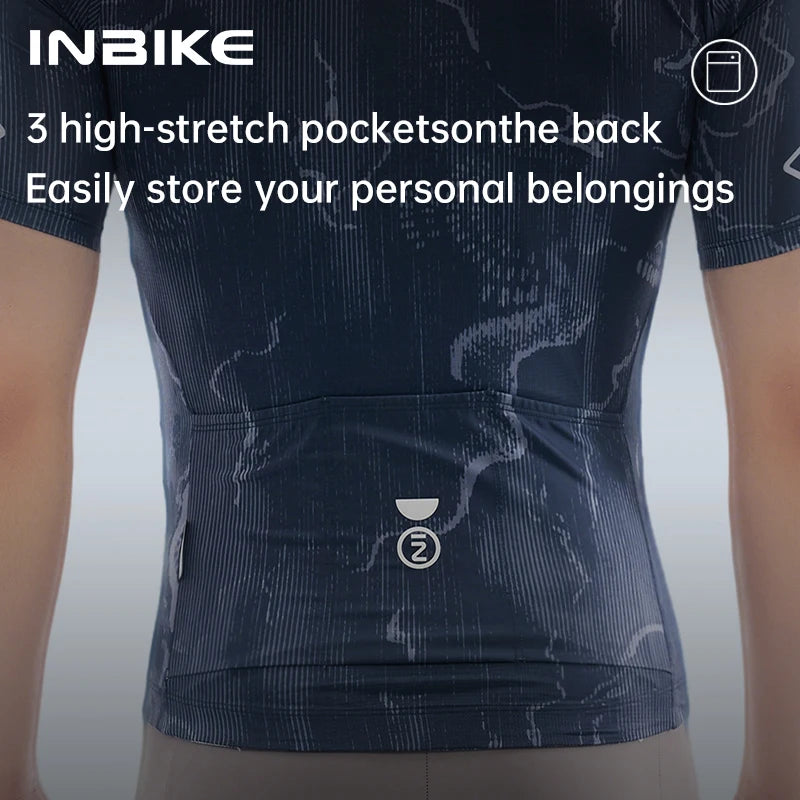 INBIKE Pro Road Cycling Jersey Bib Shorts Set Men's Short Sleeve Race Suit High-Elastic Quick-Dry Fabric Biking Clothing for Men
