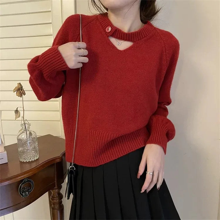Spring Autumn 2026 New Bottom Knitted Sweater Fashionable Knitwear Top Woman Pullover Jumper Shirt Ladies Tops Pull Femme