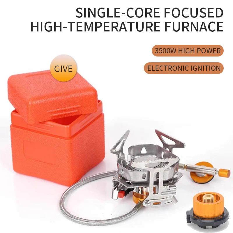 3500W Portable Folding Outdoor Backpacking Stove Camping Mini Gas Stove Tourist Equipment For Cooking Hiking Picnic