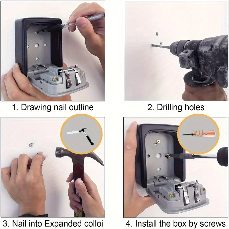 1pc Bnation Ultra-Secure Flip-Top Key Safe - Metal & Plastic Key Storage Box with Combination Dial, Key safe with password lock
