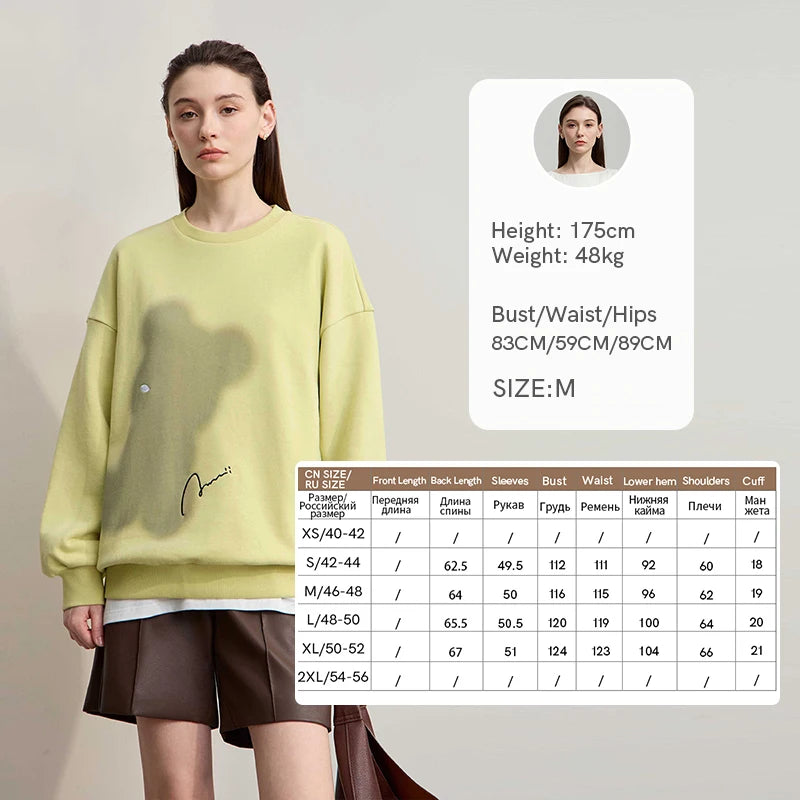 AMII Hoodies Woman 2026 Winter New Minimalist Casual Versatile Sweatshirt For Woman Print Embroidery Cotton Loose Top 12543042